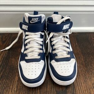 Nike Kids' Court Borough Navy and White High-Top Sneakers